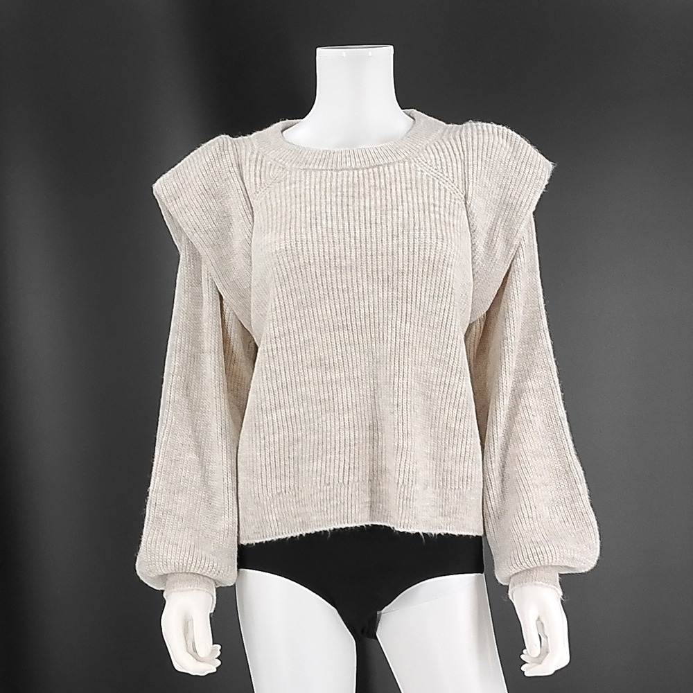 Vero Moda VMPADDY Beige Ribbed Knit Shoulder Overlay Sweater XL